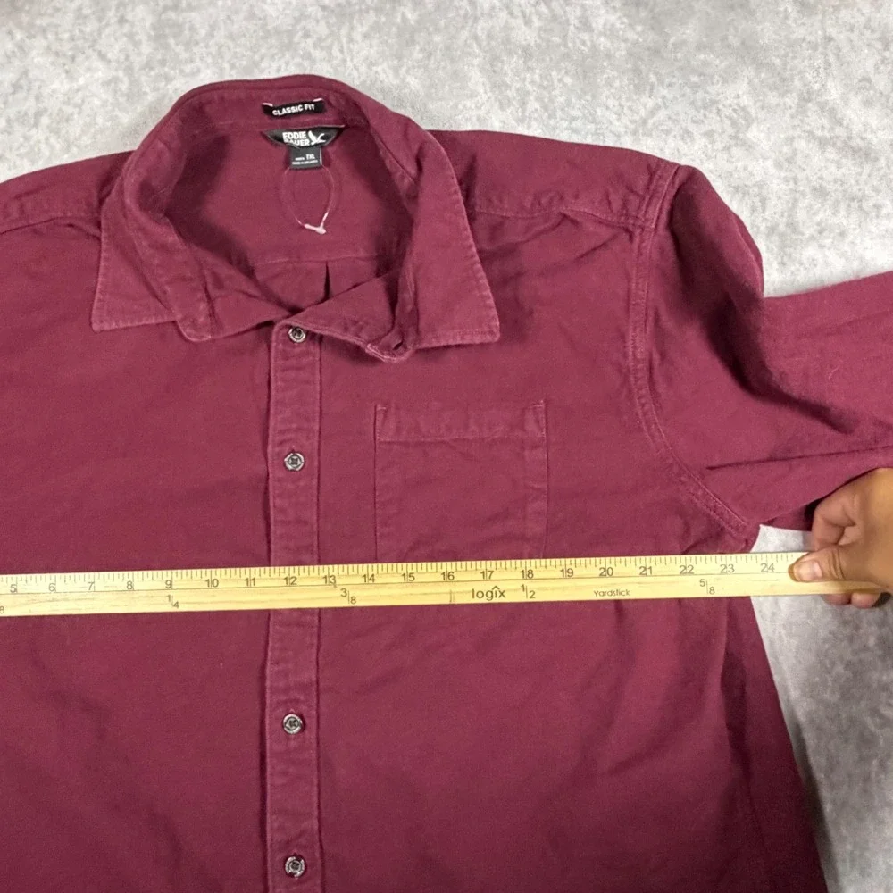 Eddie Bauer Mens TXL Classic Fit Long Sleeve Button Down Shirt Burgundy Maroon